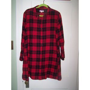 Beach Lunch Lounge Tunic Dress Red Plaid Large